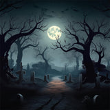 Halloween Full Moon Night Graveyard Backdrop RR7-425