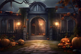 Spooky Halloween Mansion Pumpkins Backdrop RR7-429