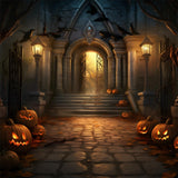 Halloween Scary Witch House Pumpkins Backdrop RR7-430