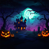 Halloween Moon Night Witch House Tomb Backdrop RR7-432