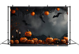 Halloween Vintage Wall Pumpkin Bat Backdrop RR7-433