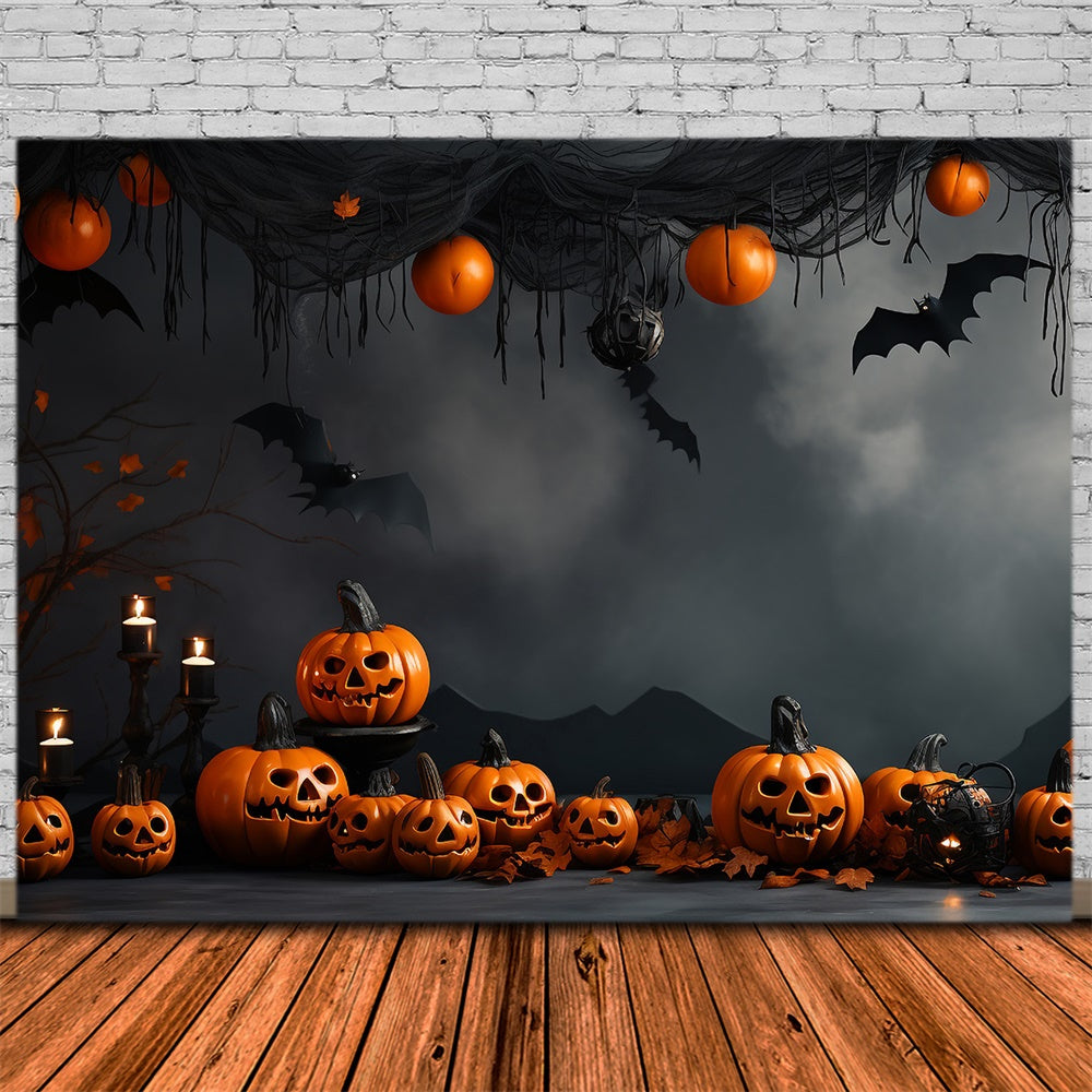 Halloween Vintage Wall Pumpkin Bat Backdrop RR7-433