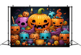 Halloween Colorful Curved Pumpkins Backdrop RR7-434