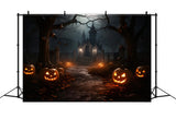 Halloween Forest Night Haunted Castle Backdrop RR7-435