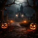 Halloween Forest Night Haunted Castle Backdrop RR7-435