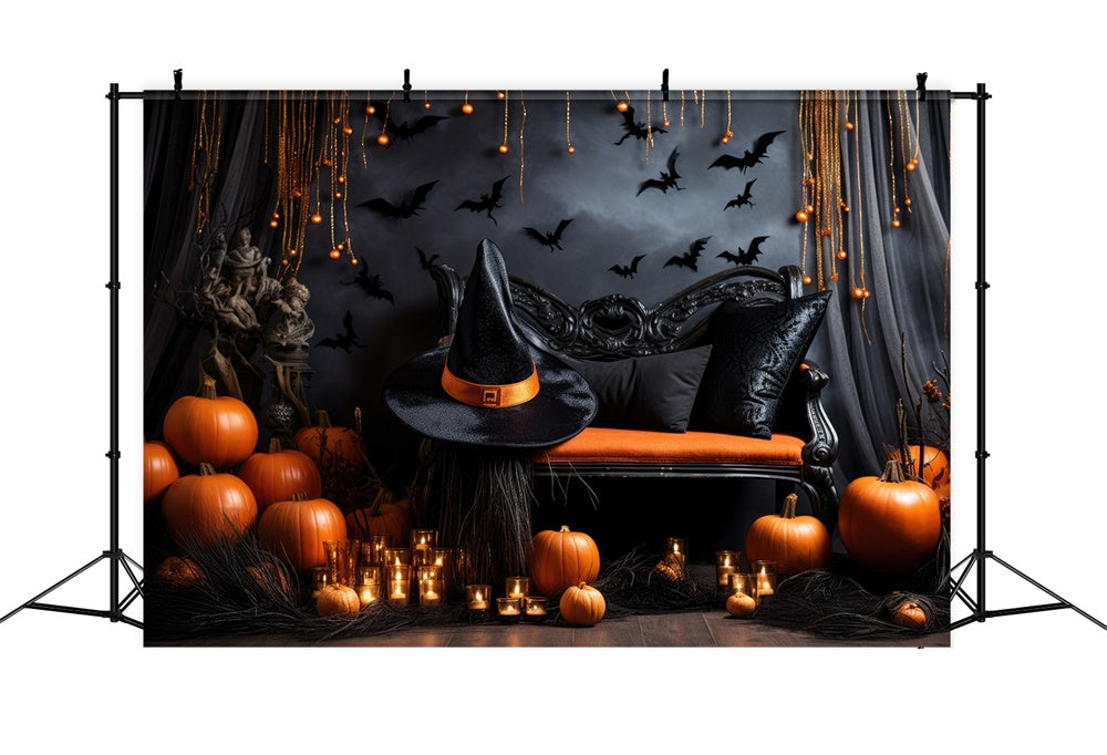 Pumpkin Candle Decorated Wall Halloween Backdrop RR7-452