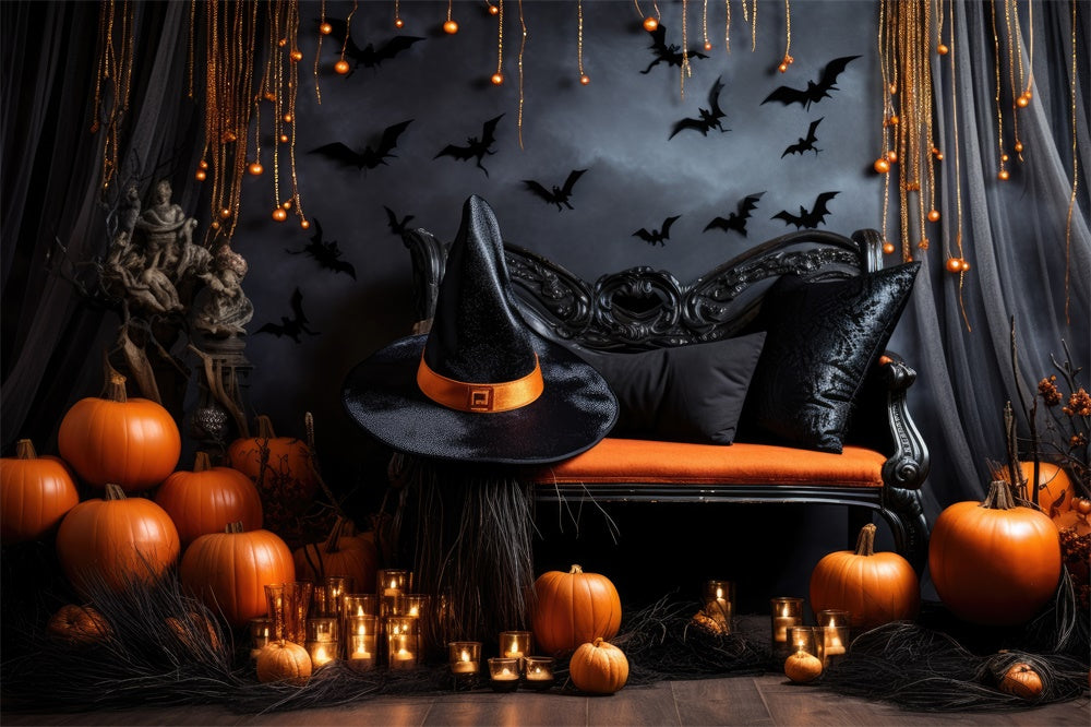 Pumpkin Candle Decorated Wall Halloween Backdrop RR7-452