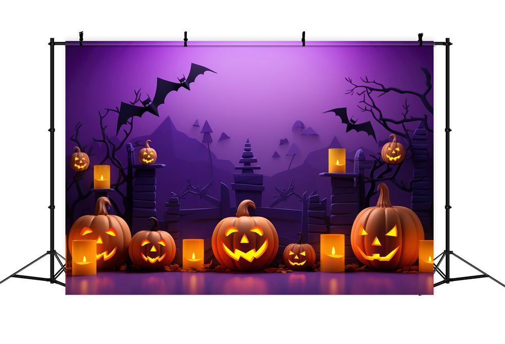 Halloween Pumpkin Bats Photography Backdrop RR7-453