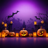 Halloween Pumpkin Bats Photography Backdrop RR7-453