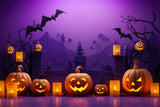 Halloween Pumpkin Bats Photography Backdrop RR7-453