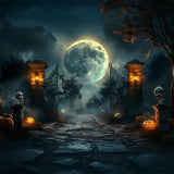 Halloween Dark Graveyard Gate Skeleton Backdrop RR7-455