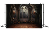 Halloween Horror Window Bats Candle Backdrop RR7-459