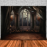 Halloween Horror Window Bats Candle Backdrop RR7-459