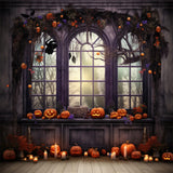 Halloween Window Pumpkin Candle Backdrop RR7-466