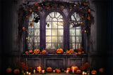 Halloween Window Pumpkin Candle Backdrop RR7-466