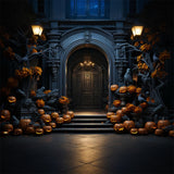 Halloween Pumpkin Mansion Gate Backdrop RR7-467