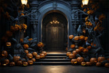 Halloween Pumpkin Mansion Gate Backdrop RR7-467