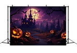 Halloween Purple Sky Forest Castle Backdrop RR7-468