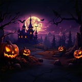 Halloween Purple Sky Forest Castle Backdrop RR7-468