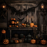 Halloween Wooden Wall Pumpkin Bats Backdrop RR7-469