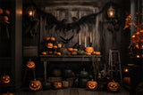 Halloween Wooden Wall Pumpkin Bats Backdrop RR7-469