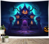 Evil Pumpkin House Halloween Photography Backdrop RR7-470