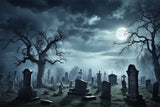 Spooky Halloween Graveyard Full Moon Backdrop RR7-472