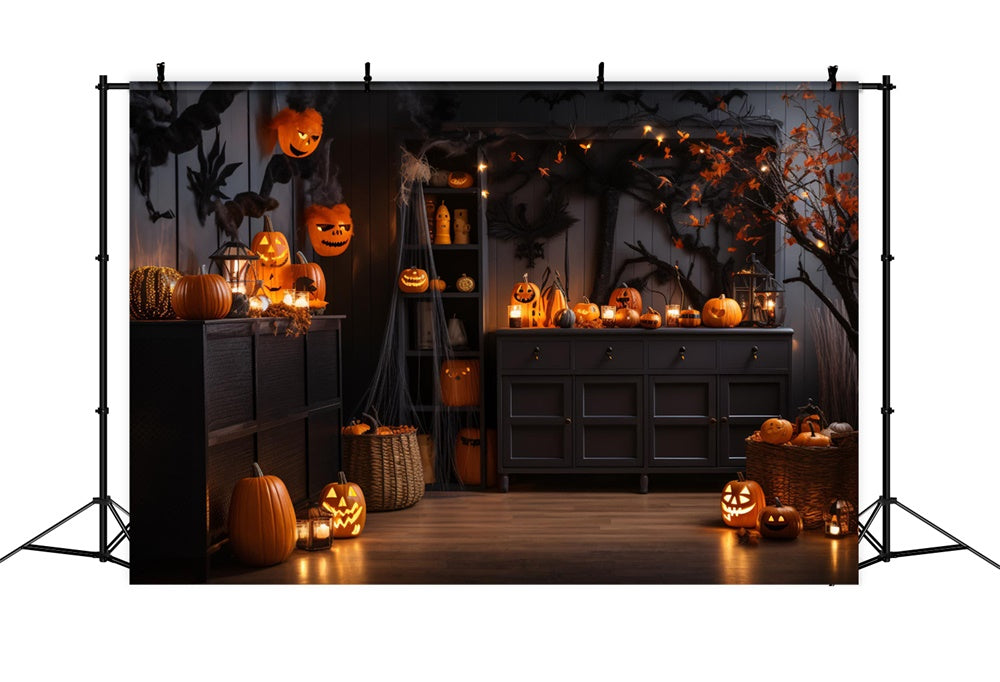 Halloween Pumpkin Lanterns Room Backdrop RR7-474