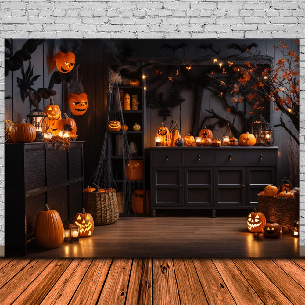 Halloween Pumpkin Lanterns Room Backdrop RR7-474