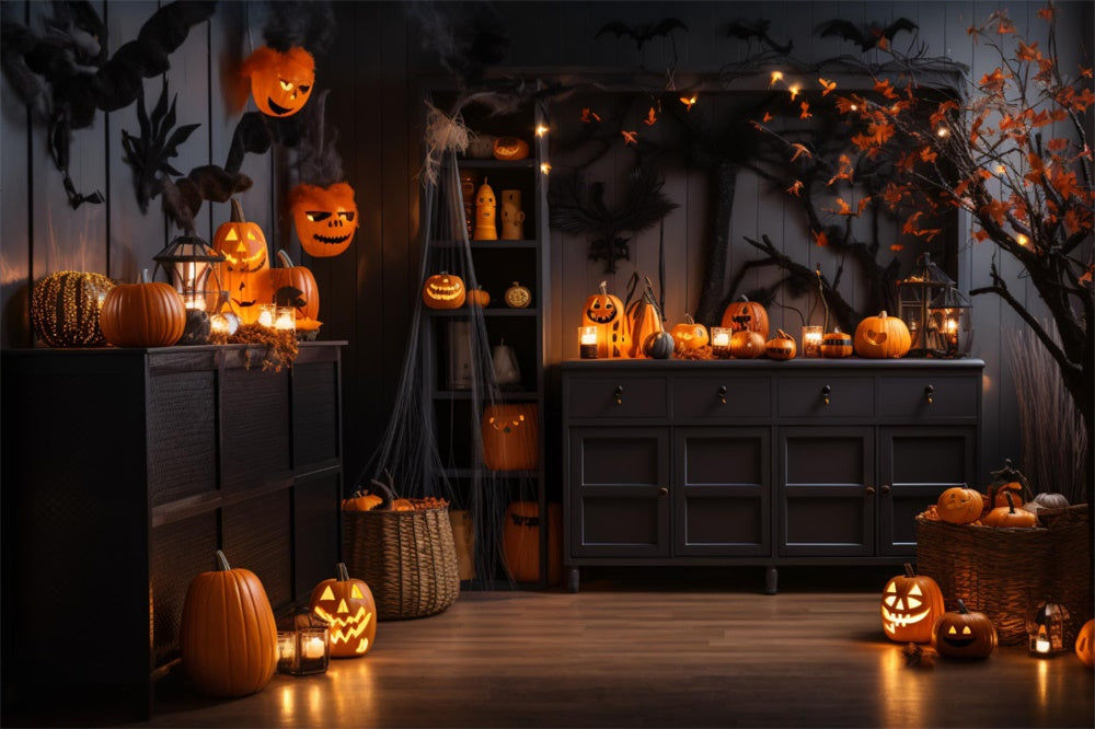 Halloween Pumpkin Lanterns Room Backdrop RR7-474