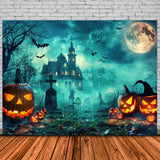 Cemetery Ghost House Halloween Moon Backdrop RR7-477