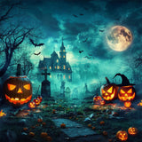 Cemetery Ghost House Halloween Moon Backdrop RR7-477