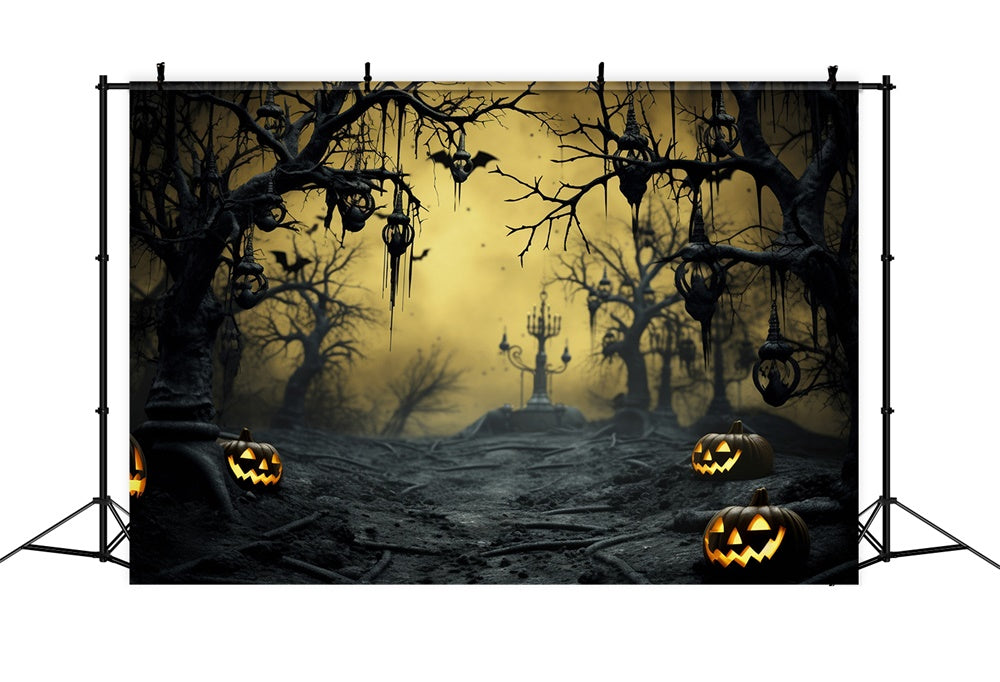 Halloween Woods Withered Trees Pumpkin Backdrop RR7-480