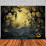 Halloween Woods Withered Trees Pumpkin Backdrop RR7-480