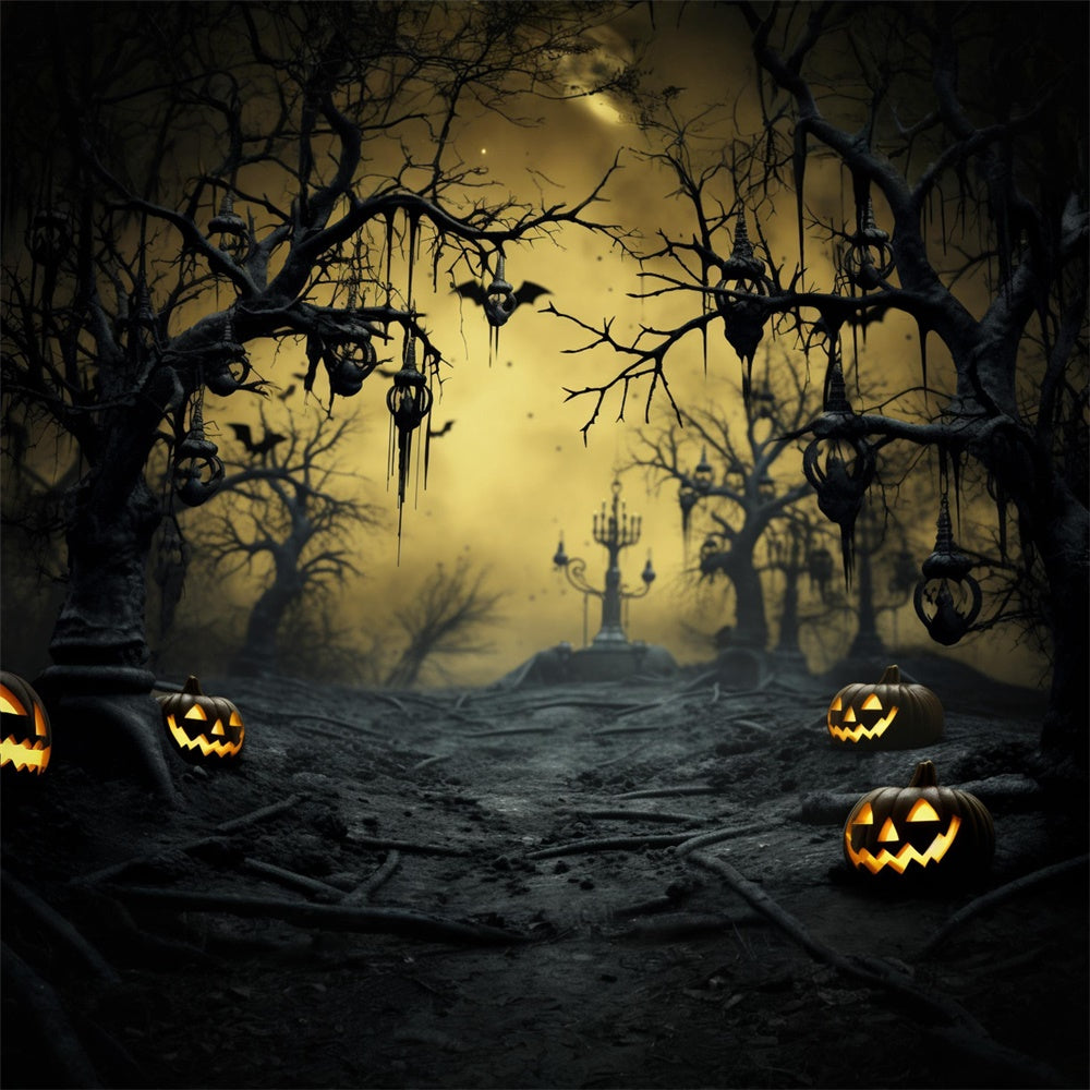 Halloween Woods Withered Trees Pumpkin Backdrop RR7-480