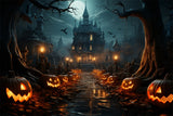 Halloween Castle Pumpkin Photography Backdrop RR7-488