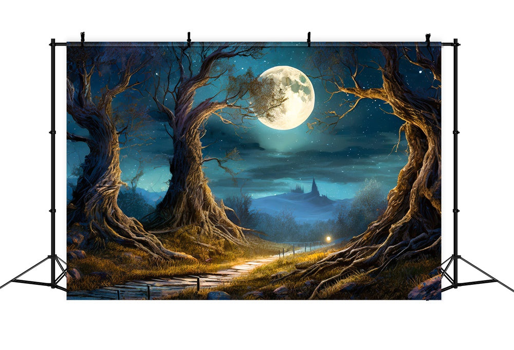 Halloween Night Forest Full Moon Backdrop RR7-490