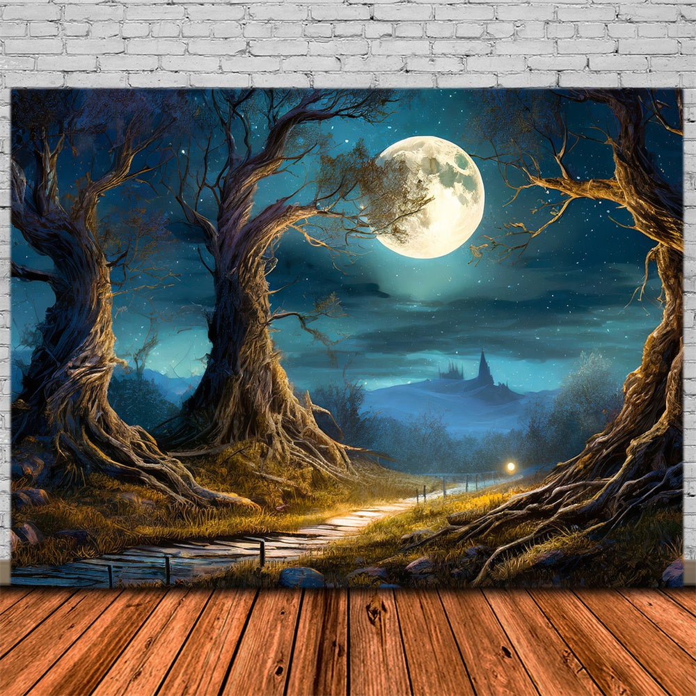 Halloween Night Forest Full Moon Backdrop RR7-490