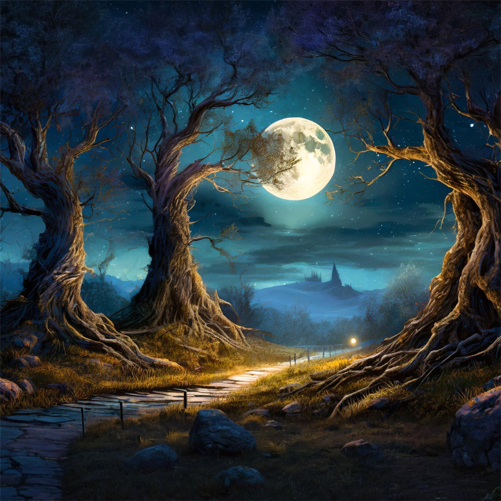 Halloween Night Forest Full Moon Backdrop RR7-490