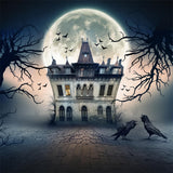 Haunted House Halloween Full Moon Backdrop RR7-493