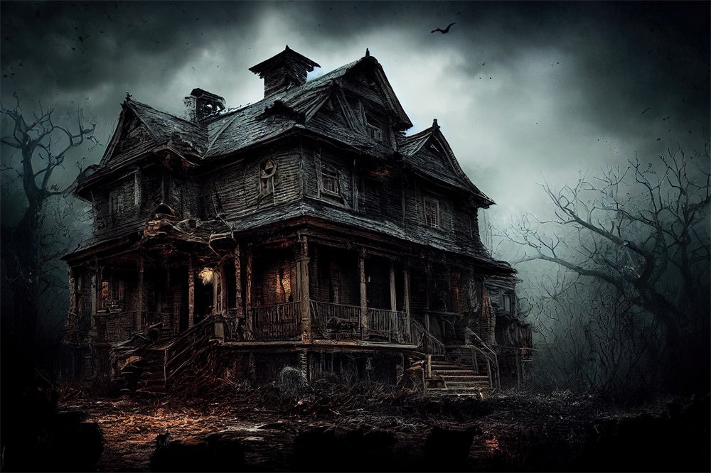 Abandoned House Halloween Photography Backdrop RR7-494