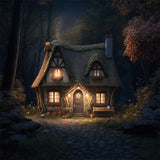 Halloween Woods Spooky House Backdrop RR7-496