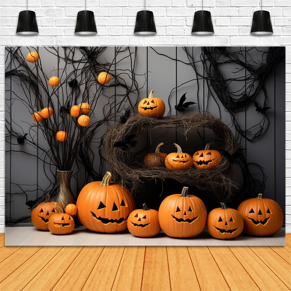 Halloween Curved Pumpkins Photography Backdrop R7-497 – Dbackdrop