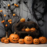 Halloween Curved Pumpkins Photography Backdrop R7-497