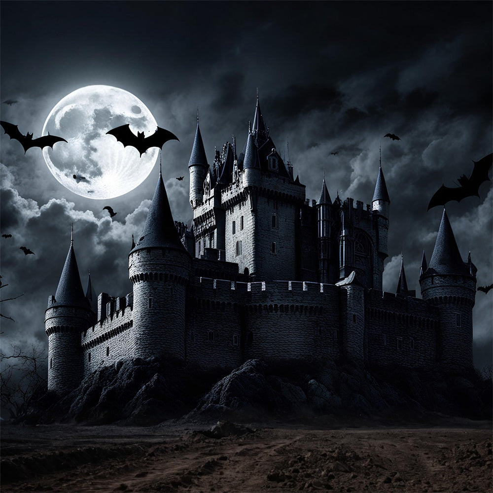 Dark Castle Halloween Full Moon Backdrop RR7-500