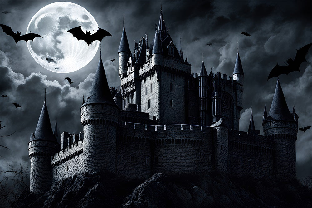 Dark Castle Halloween Full Moon Backdrop RR7-500