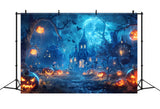 Halloween Glowing Forest Pumpkins Backdrop RR7-501