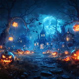 Halloween Glowing Forest Pumpkins Backdrop RR7-501