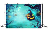 Halloween Foggy Woods Pumpkin Backdrop RR7-503