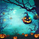 Halloween Foggy Woods Pumpkin Backdrop RR7-503